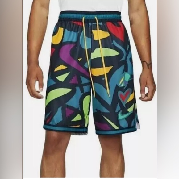 Nike Elite Dri Fit Basketball Peace Love Black Red Gold Loose Shorts Mens Size M